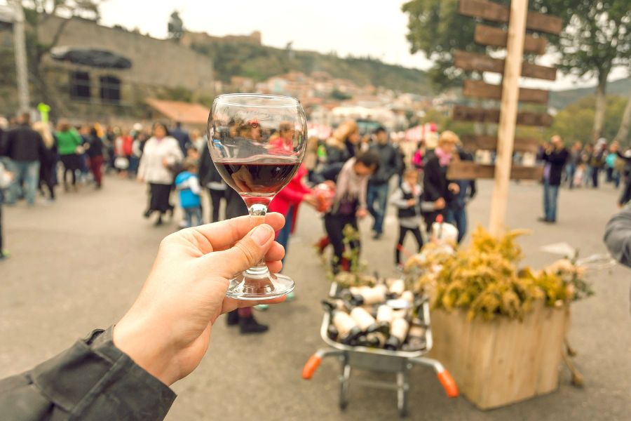 Glass of red wine at a Virginia wine festival