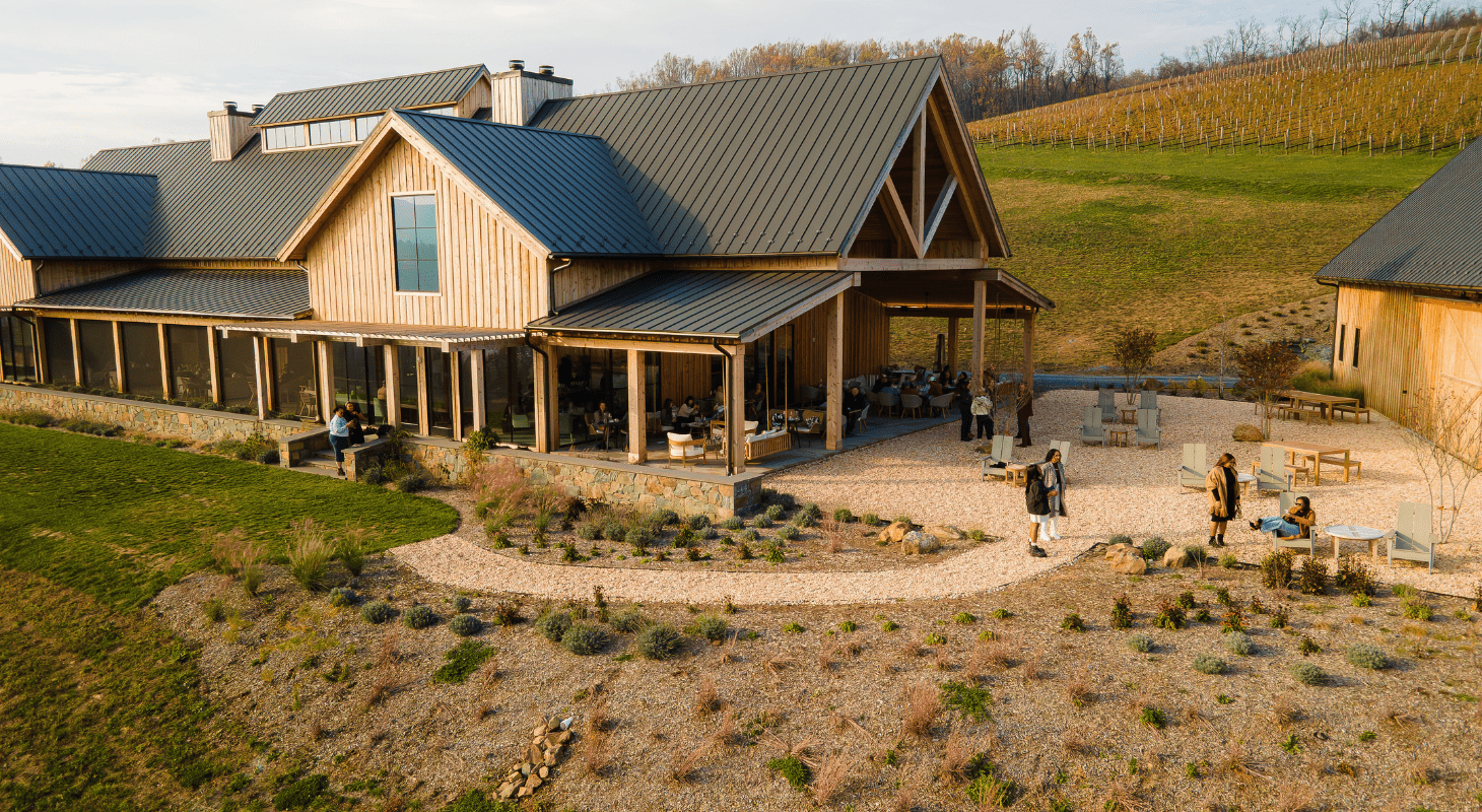 exterior of Crimson Lane Vineyards in Virginia