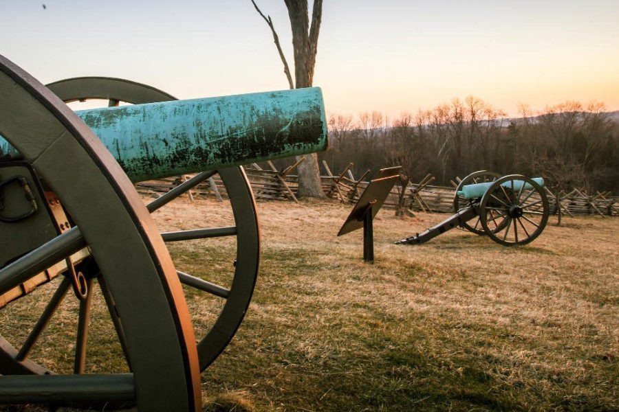 civil war cannons on a field near Glen Gordon Manor