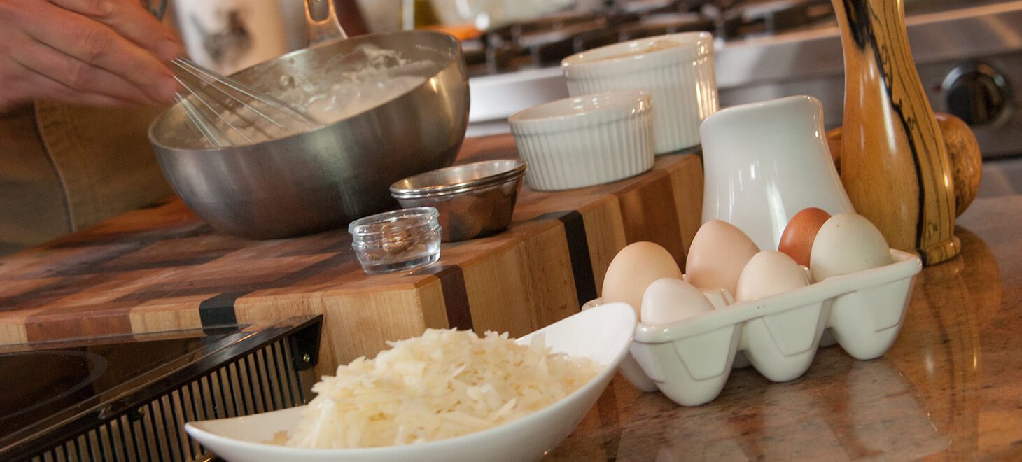 Breakfast prep in the kitchen