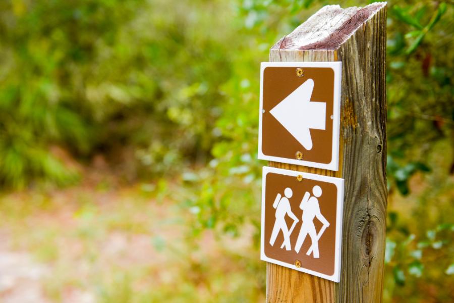 outdoor hiking trail sign in the national park