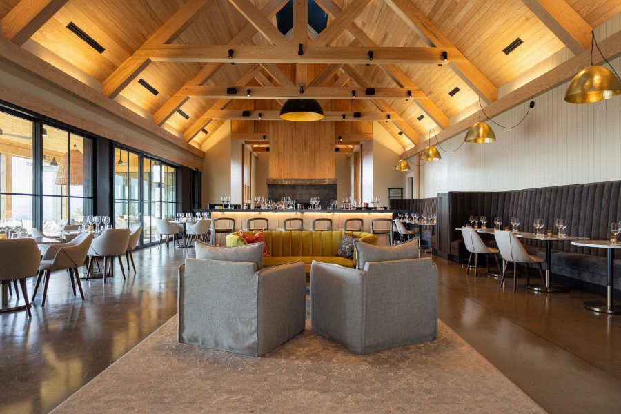 Indoor restaurant and bar at Crimson Lane Vineyards