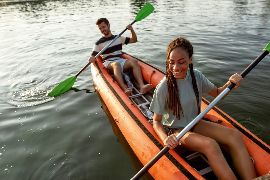 a couple kayaking on the shenandoah river