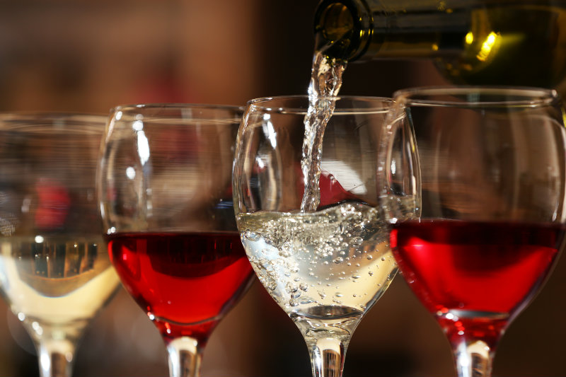 Red and white wine tasting