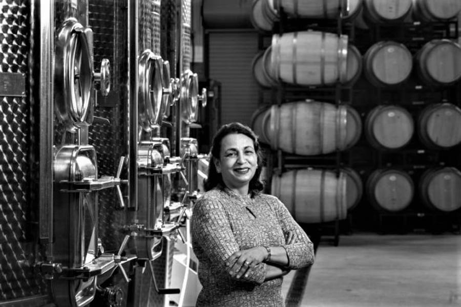 Winemaker in the cellar at Narmada winery